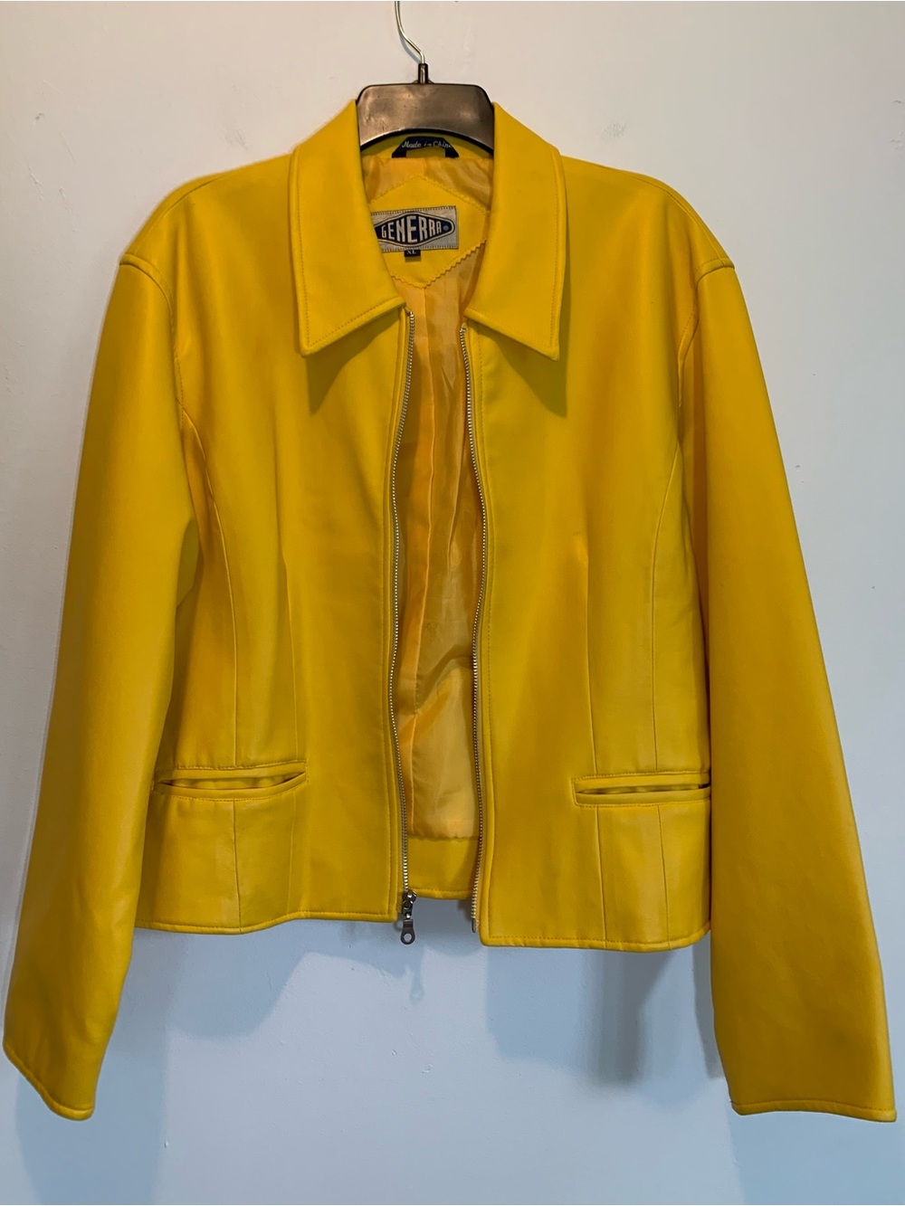 Generra Yellow Faux Leather Jacket XL Fall
